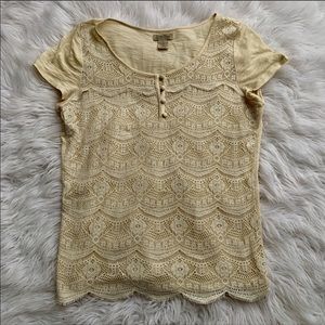 lucky brand • lace cream top